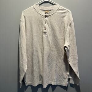 LL Bean Henley Mens Large Oatmeal Gorpcore Utility Heritage Cabincore Chore
